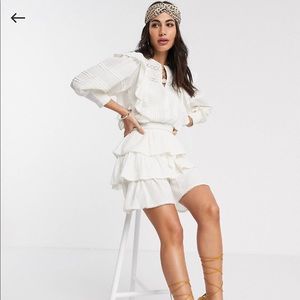 River Island Ruffle Cream/White Dress - sz 4